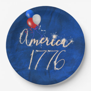 4th of July Party Sparkler Blue Paper Plate