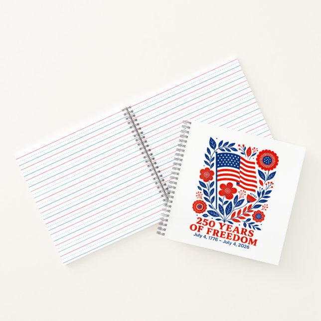 4th of July Patriotic 250th Anniversary 250 Years  Notebook (Inside)