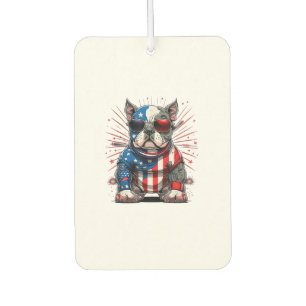 4th of July Patriotic American Bully Dog US Flag  Car Air Freshener
