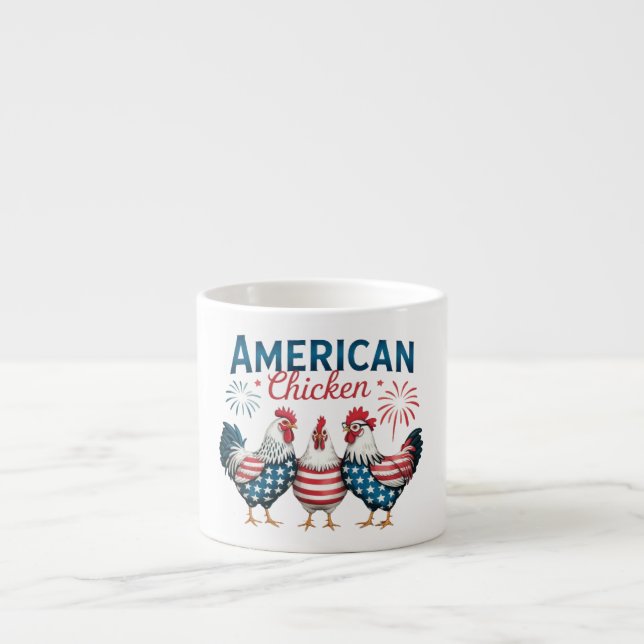 4th of July Patriotic American Chicken-62987 Espresso Cup (Front)