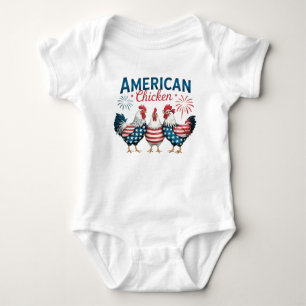 4th of July Patriotic American Chicken-62987 T-Shi Baby Bodysuit