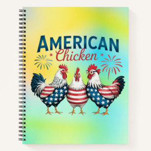 4th of July Patriotic American Chicken-62987 T-Shi Notebook
