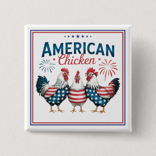 4th of July Patriotic American Chicken Design 15 Cm Square Badge