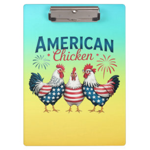 4th of July Patriotic American Chicken Design Clipboard