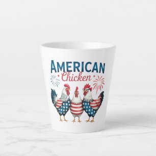 4th of July Patriotic American Chicken Design Latte Mug