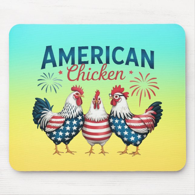 4th of July Patriotic American Chicken Design Mouse Pad (Front)