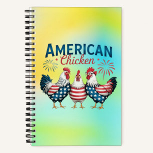 4th of July Patriotic American Chicken Design Notebook