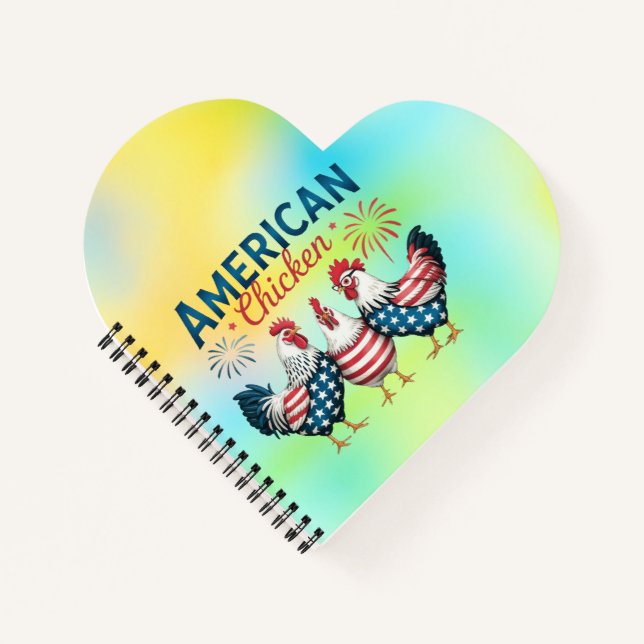 4th of July Patriotic American Chicken Design Notebook (Front)