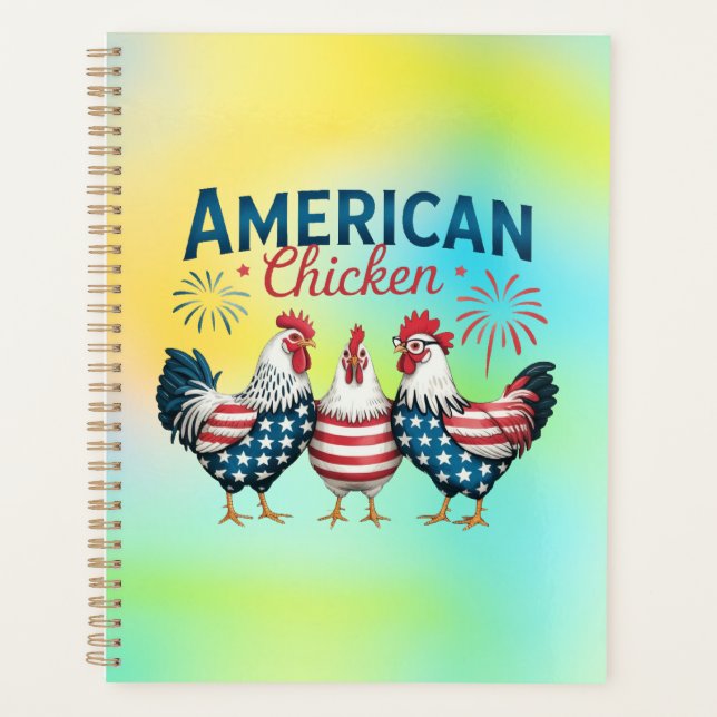4th of July Patriotic American Chicken Design Planner (Front)