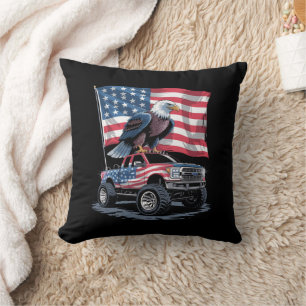4th of July Patriotic American Flag Eagle USA  Cushion