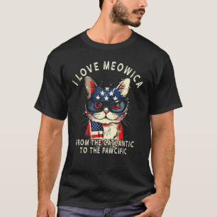 4th Of July Patriotic American Flag Meowica Cat Mo T-Shirt