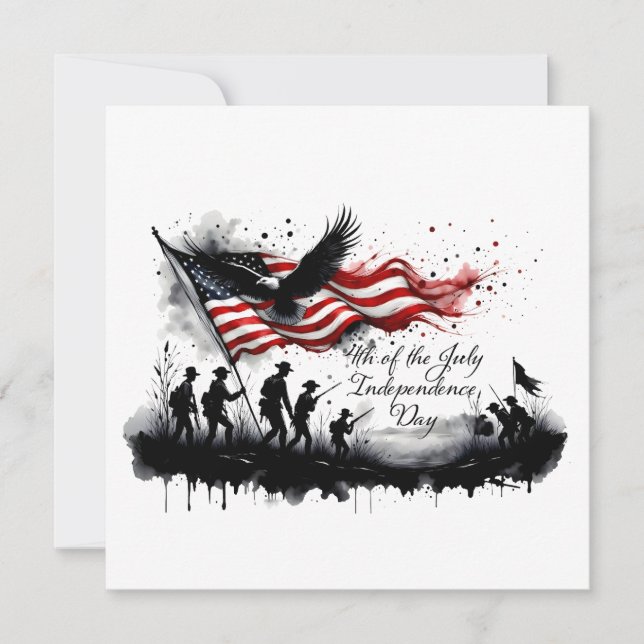 4th of July Patriotic Art with Flag & Soldiers (Front)