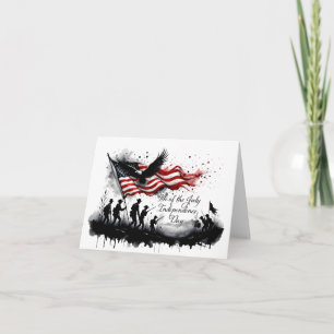 4th of July Patriotic Art with Flag & Soldiers Card