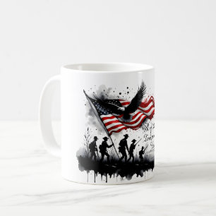 4th of July Patriotic Art with Flag & Soldiers Coffee Mug