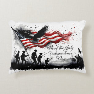 4th of July Patriotic Art with Flag & Soldiers Decorative Cushion