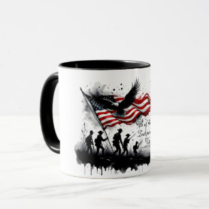 4th of July Patriotic Art with Flag & Soldiers Mug
