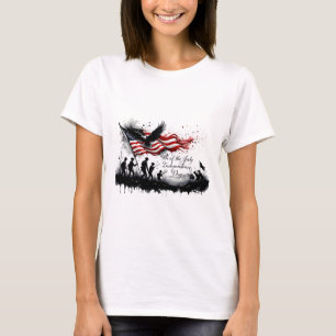 4th of July Patriotic Art with Flag & Soldiers T-Shirt