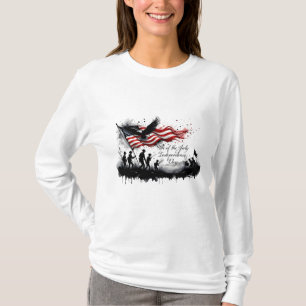 4th of July Patriotic Art with Flag & Soldiers T-Shirt