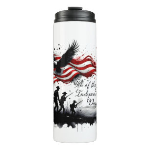 4th of July Patriotic Art with Flag & Soldiers Thermal Tumbler