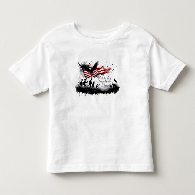 4th of July Patriotic Art with Flag & Soldiers Toddler T-Shirt (Front)