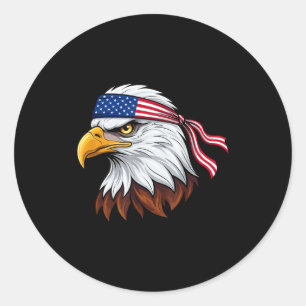 4th of july patriotic bald eagle american flag coo classic round sticker