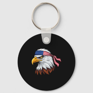 4th of july patriotic bald eagle american flag coo key ring
