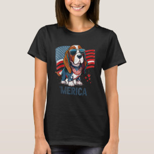 4th Of July Patriotic Basset Hound Dog Merica T-Shirt