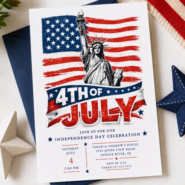  4th of July Patriotic BBQ Invitati Invitation (Creator Uploaded)