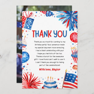 4th Of July Patriotic Birthday Thank You Card