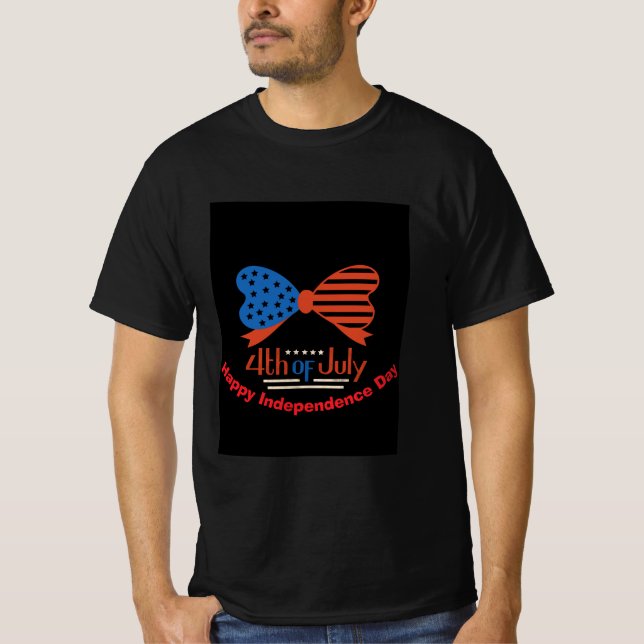 "4th of July" Patriotic Bow Design Custom T-Shirt (Front)