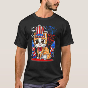 4th Of July Patriotic Cat  American Flag Meowica C T-Shirt