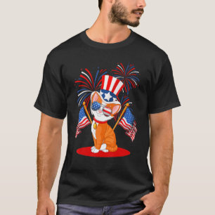 4th Of July Patriotic Cat  American Flag Meowica C T-Shirt