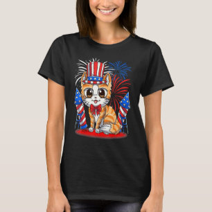 4th Of July Patriotic Cat  American Flag Meowica C T-Shirt