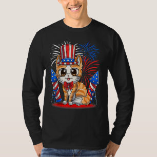 4th of July Patriotic Cat  American Flag Meowica C T-Shirt