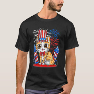 4th Of July Patriotic Cat  American Flag Meowica C T-Shirt
