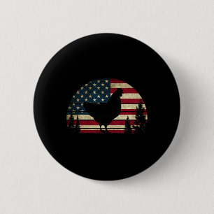 4th Of July Patriotic Chicken American Usa Flag Ch 6 Cm Round Badge