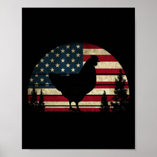 4th Of July Patriotic Chicken American Usa Flag Ch Poster