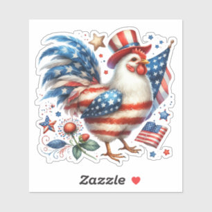 4th of July Patriotic Chicken with USA Flag