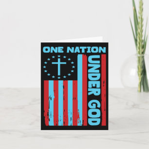 4th Of July Patriotic Christian Flag One Nation Un Card