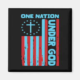 4th Of July Patriotic Christian Flag One Nation Un Magnet