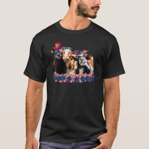 4th Of July Patriotic Cows Heifer Cow  Farm Animal T-Shirt