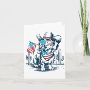 4th Of July Patriotic Dachshund Cowboy Dog Usa Fla Card