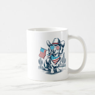 4th Of July Patriotic Dachshund Cowboy Dog Usa Fla Coffee Mug