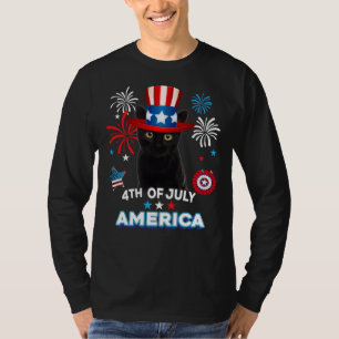 4th Of July Patriotic Day Black Cat Independence D T-Shirt