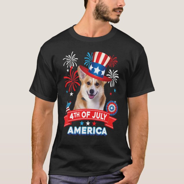 4th Of July Patriotic Day Corgi Dog Independence H T-Shirt (Front)