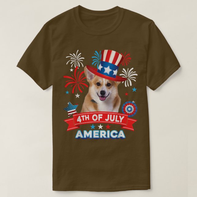 4th Of July Patriotic Day Corgi Dog Independence H T-Shirt (Design Front)