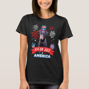 4th Of July Patriotic Day Doberman Pinscher Dog In T-Shirt