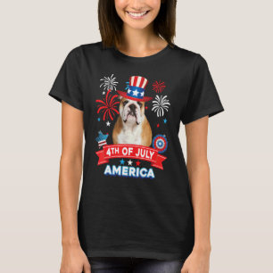 4th Of July Patriotic Day English Bulldog Dog Inde T-Shirt