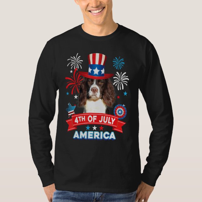4th Of July Patriotic Day English Springer Spaniel T-Shirt (Front)