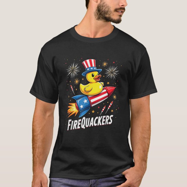 4th of July Patriotic Day Funny Firecracker Duck G T-Shirt (Front)